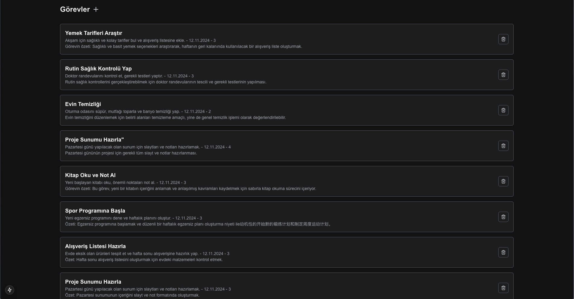 Screenshot of Todo App with AI Assistant FastAPI in Nextjs project